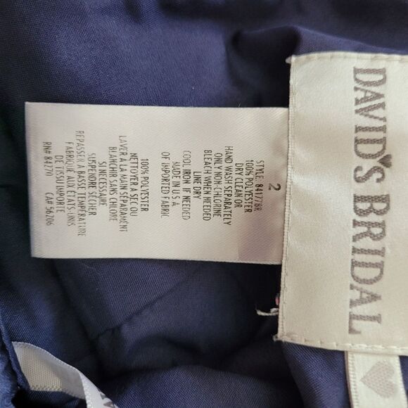 David's Bridal Twist Y-neck Halter Mini Fit & Flare Dress Pockets Navy Sz 2 - Picture 4 of 10